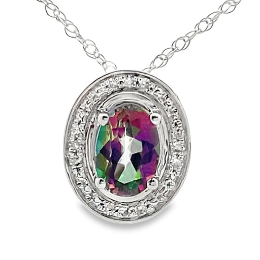 Bids.com Mystic Fire Topaz Fashion Pendants 10KT White Gold Pendants