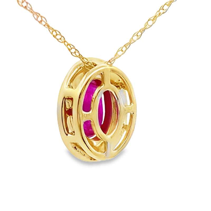Bids.com .63ct Ruby Diamond Fashion Pendants 10KT Yellow Gold Pendants