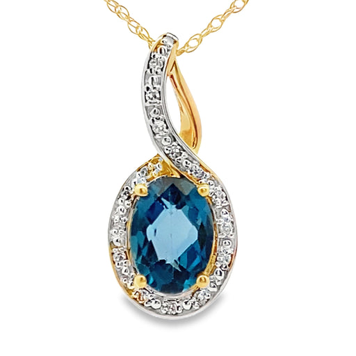 Bids.com London Blue Topaz Fashion Pendants 10KT Yellow Gold Pendants