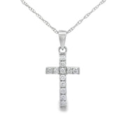 Bids.com .11ct Diamond Cross Religious Pendant 14KT White Gold Pendants