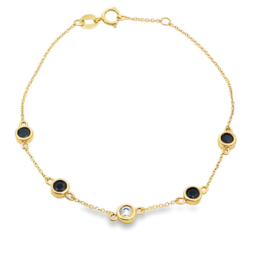 Bids.com .74ct Sapphire Diamond Bracelet 14KT Yellow Gold Bracelets