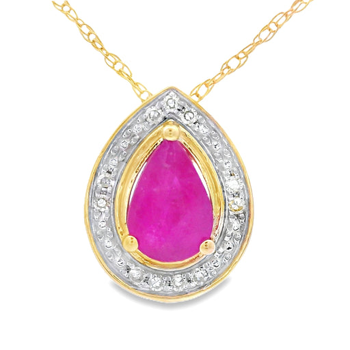 Bids.com .53ct Ruby Diamond Fashion Pendants 10KT Yellow Gold Pendants
