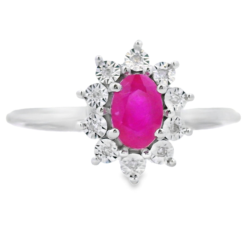 Bids.com .63ct Ruby Diamond Ring 10KT White Gold Rings
