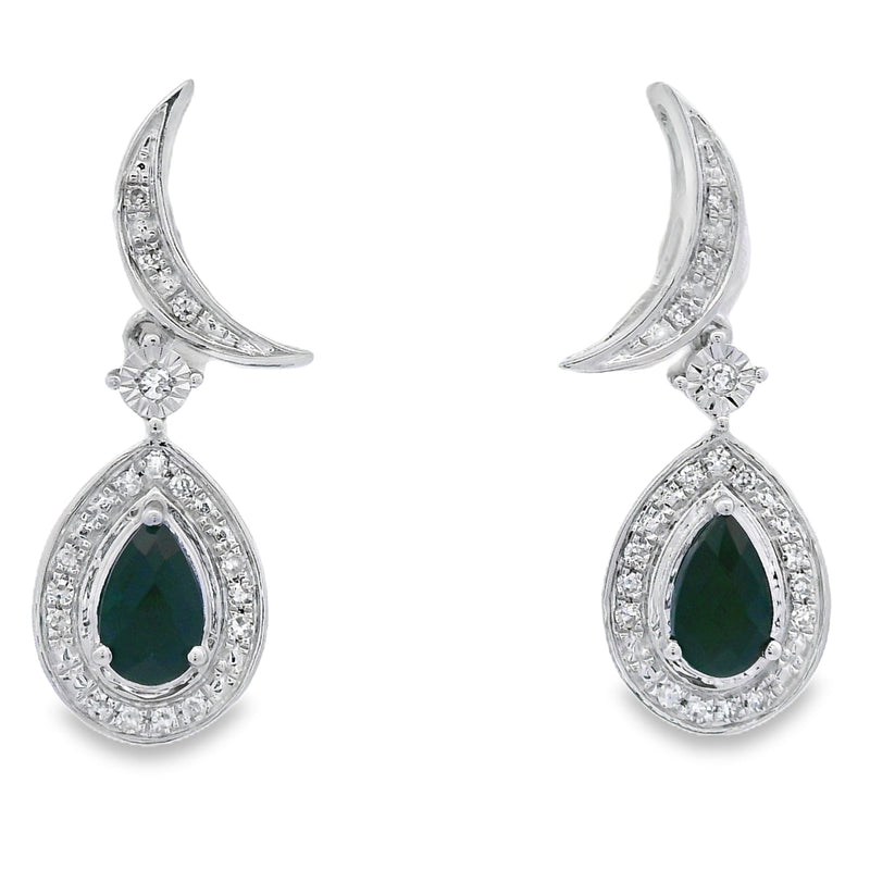 Bids.com .55ct Onyx Diamond Dangle Earrings 10KT White Gold Earrings