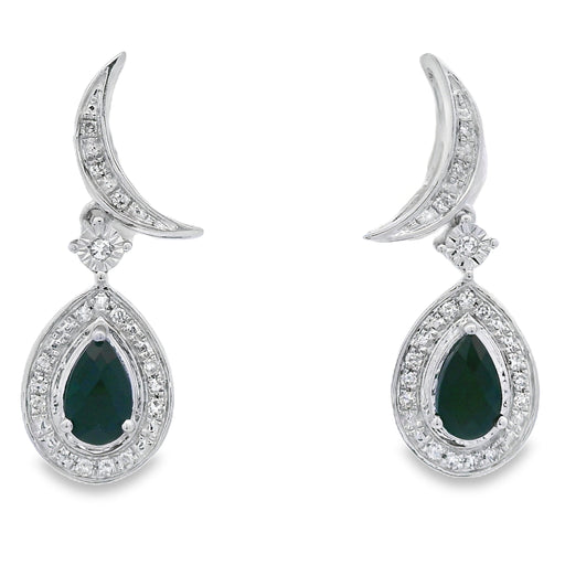 Bids.com .55ct Onyx Diamond Dangle Earrings 10KT White Gold Earrings