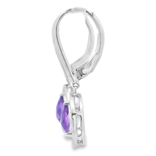 Bids.com .88ct Amethyst Diamond Dangle Earrings 10KT White Gold Earrings