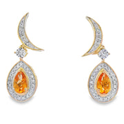 Bids.com .48ct Citrine Diamond Dangle Earrings 10KT Yellow Gold Earrings