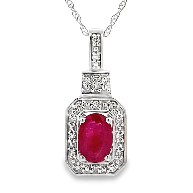 Bids.com .66ct Ruby Diamond Fashion Pendants 10KT White Gold Pendants