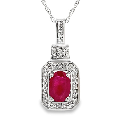 Bids.com .66ct Ruby Diamond Fashion Pendants 10KT White Gold Pendants