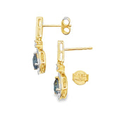 Bids.com London Blue Topaz Dangle Earrings 10KT Yellow Gold Earrings