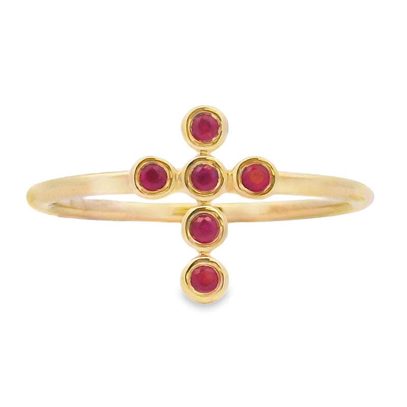 Bids.com .12ct Ruby Cross Ring 14KT Yellow Gold Rings