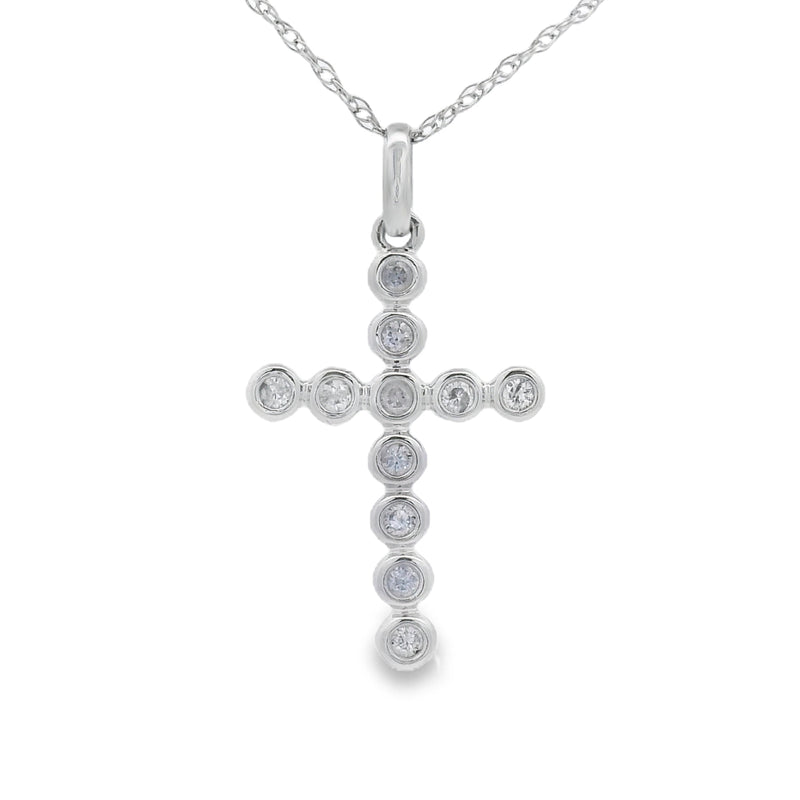 Bids.com .09ct Diamond Cross Religious Pendant 14KT White Gold Pendants