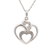 Bids.com .10ct Diamond Heart Love Pendant Sterling Silver Pendants
