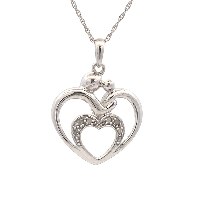 Bids.com .10ct Diamond Heart Love Pendant Sterling Silver Pendants