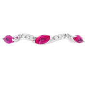 Bids.com .21ct Ruby Diamond stackable band set 14KT White Gold Rings
