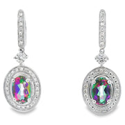 Bids.com Mystic Fire Topaz Dangle Earrings 10KT White Gold Earrings