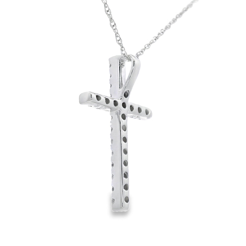 Bids.com .19ct Diamond Cross Religious Pendant 14KT White Gold Pendants