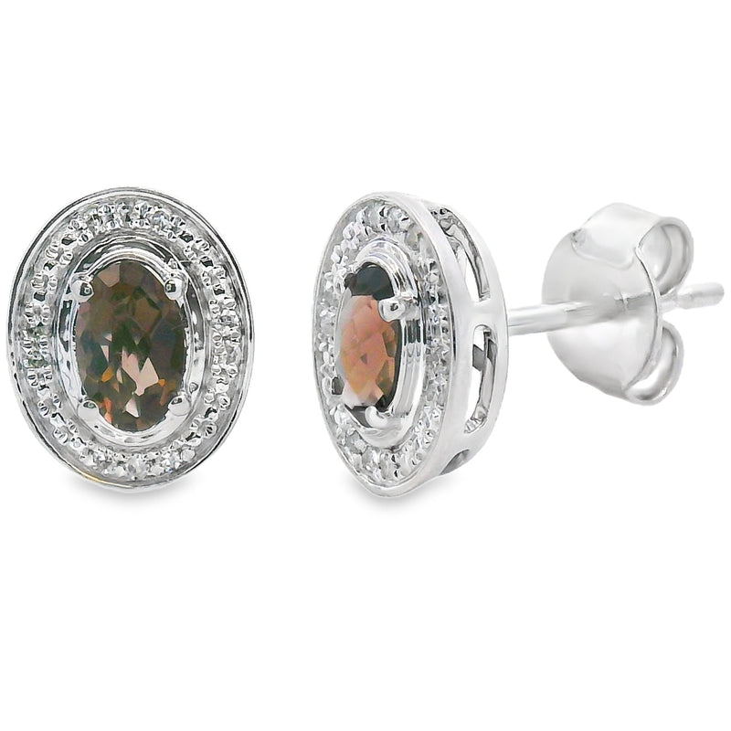 Bids.com .45ct Quartz Diamond Earrings 10KT White Gold Earrings