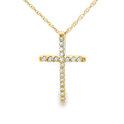 Bids.com .10ct Diamond Cross Religious Pendant 14KT Yellow Gold Pendants