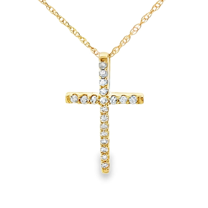 Bids.com .10ct Diamond Cross Religious Pendant 14KT Yellow Gold Pendants