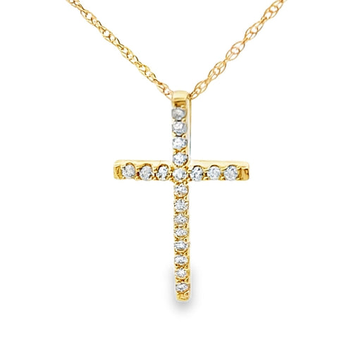 Bids.com .10ct Diamond Cross Religious Pendant 14KT Yellow Gold Pendants