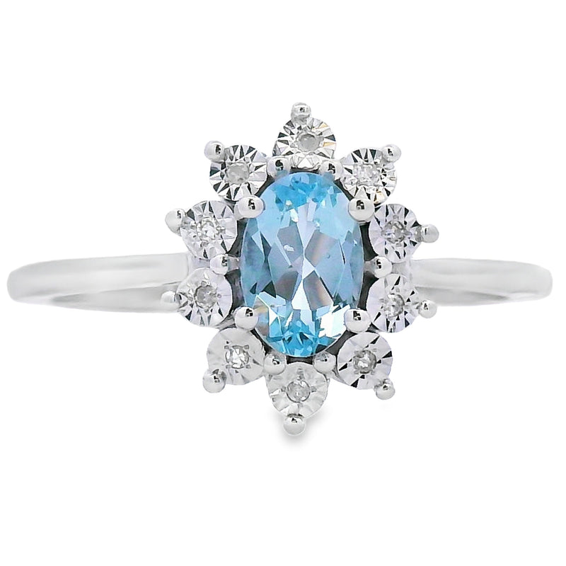 Bids.com .43ct Aquamarine Diamond Ring 10KT White Gold Rings
