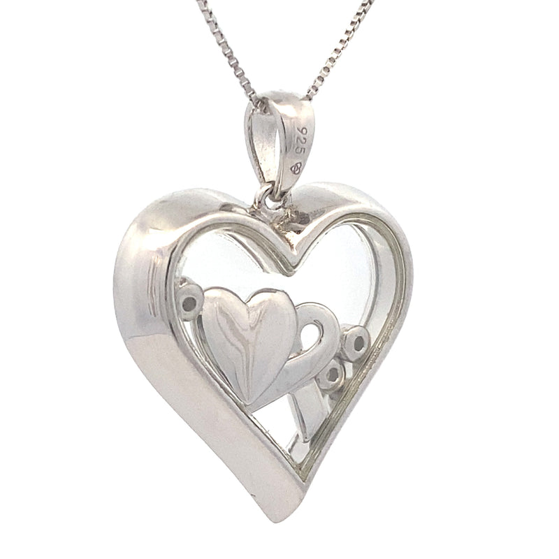 Bids.com .02ct Diamond Heart Love Pendant Sterling Silver Pendants