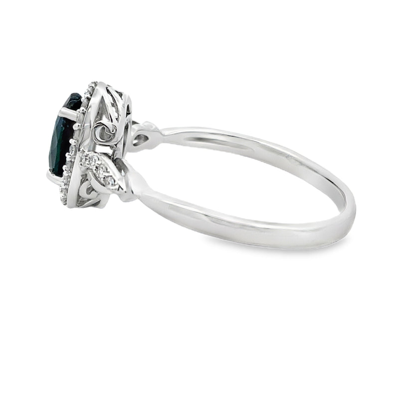 Bids.com 1.07ct Sapphire Diamond Ring 10KT White Gold Rings