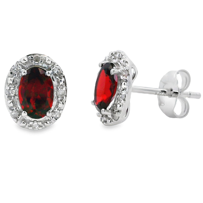 Bids.com 1.18ct Garnet Diamond Earrings 10KT White Gold Earrings
