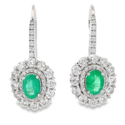 Bids.com 5.28ct Emerald Zircon Dangle Earrings Sterling Silver Earrings