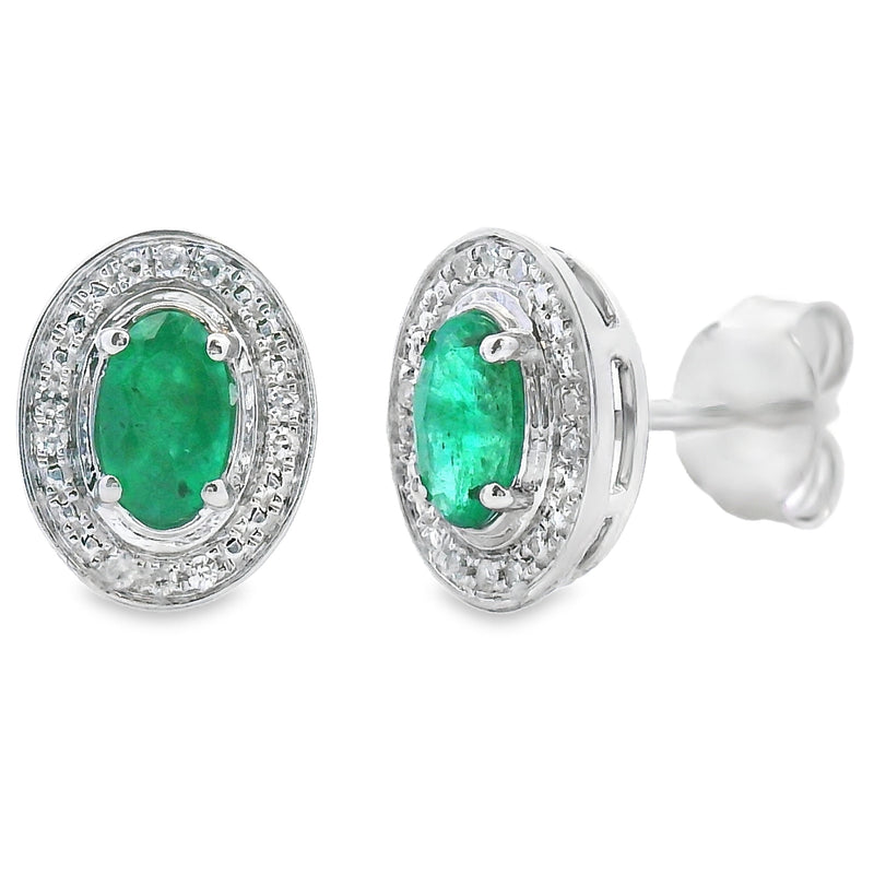 Bids.com .38ct Emerald Diamond Earrings 10KT White Gold Earrings