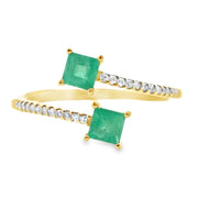 Bids.com .47ct Emerald Diamond Ring 14KT Yellow Gold Rings