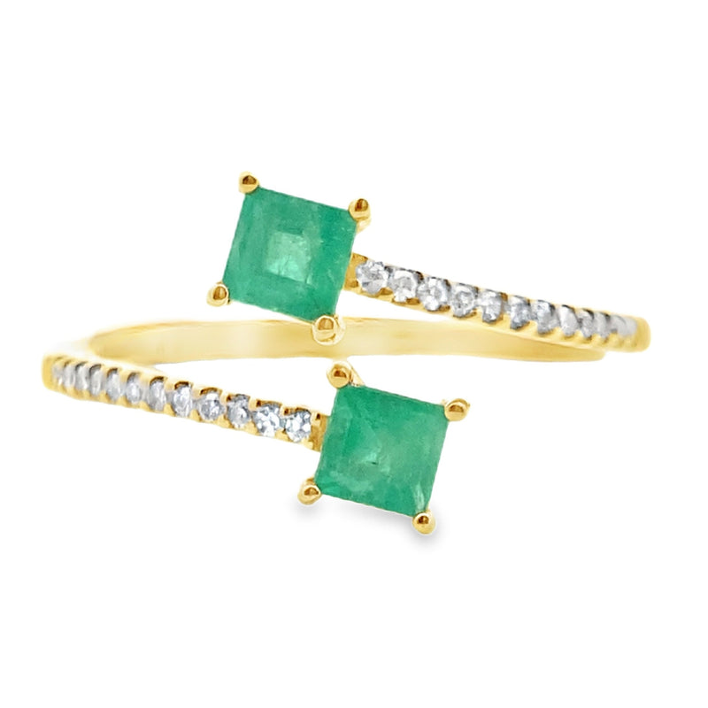 Bids.com .47ct Emerald Diamond Ring 14KT Yellow Gold Rings