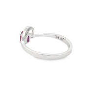 Bids.com .02ct Created Ruby Diamond Ring 10KT White Gold Rings