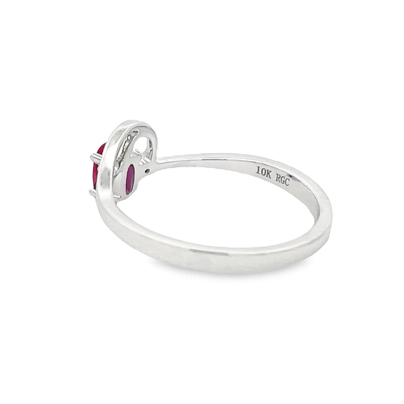 Bids.com .02ct Created Ruby Diamond Ring 10KT White Gold Rings