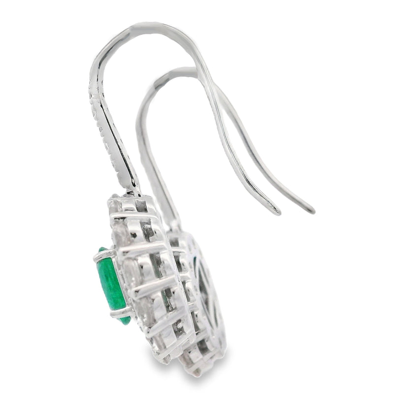 Bids.com 5.28ct Emerald Zircon Dangle Earrings Sterling Silver Earrings