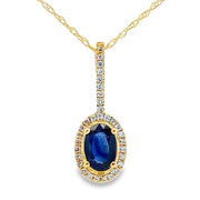 Bids.com Sapphire Diamond Fashion Pendants 10KT Yellow Gold Pendants