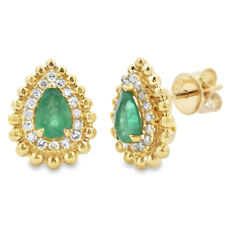 Bids.com .92ct Emerald Diamond Earrings 14KT Yellow Gold Earrings