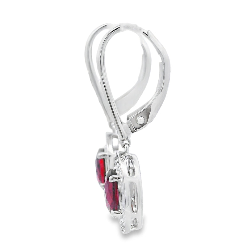Bids.com 1.41ct Garnet Diamond Dangle Earrings 10KT White Gold Earrings