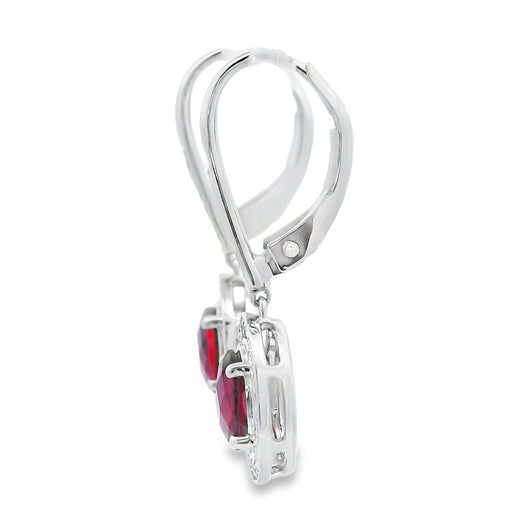 Bids.com 1.41ct Garnet Diamond Dangle Earrings 10KT White Gold Earrings