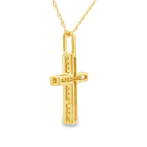Bids.com .08ct Diamond Cross Religious Pendant 14KT Yellow Gold Pendants