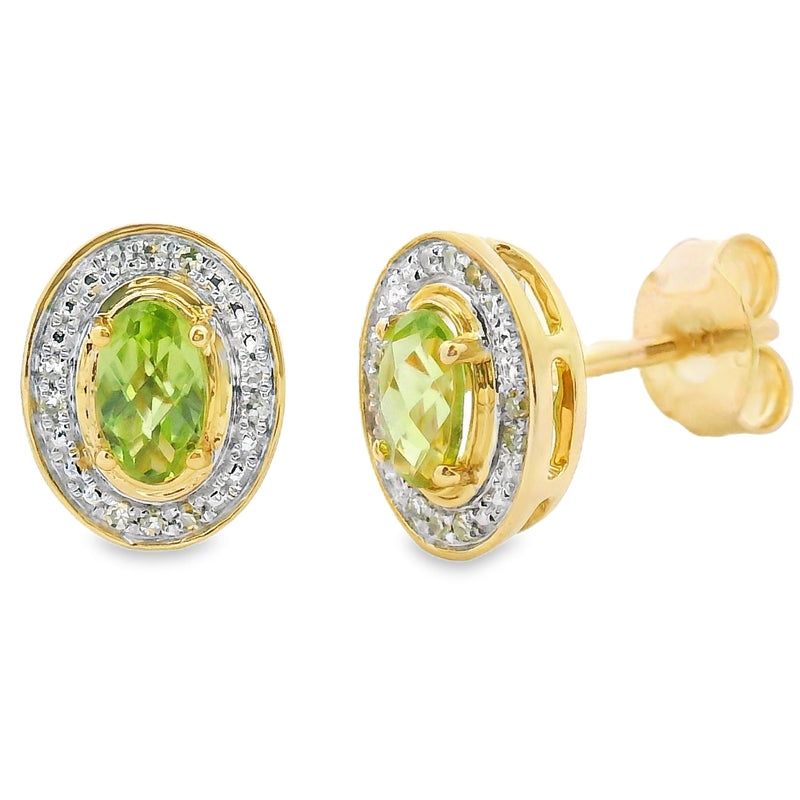 Bids.com .50ct Peridot Diamond Earrings 10KT Yellow Gold Earrings