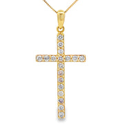 Bids.com .25ct Diamond Cross Religious Pendant 14KT Yellow Gold Pendants