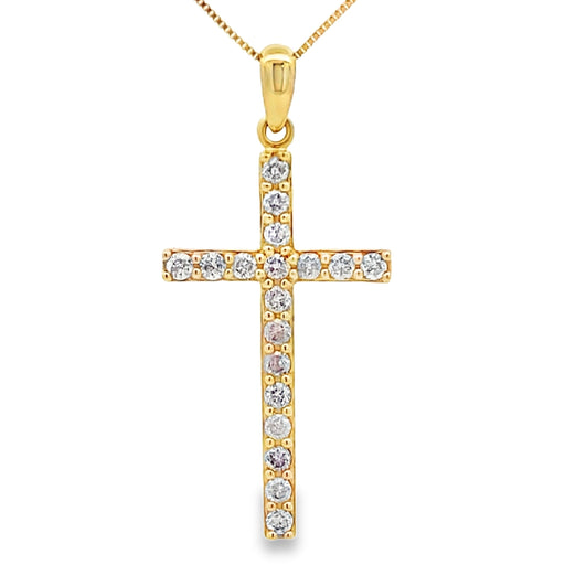 Bids.com .25ct Diamond Cross Religious Pendant 14KT Yellow Gold Pendants
