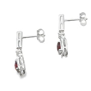 Bids.com 1.20ct Garnet Diamond Dangle Earrings 10KT White Gold Earrings