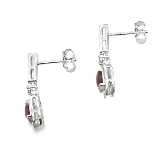 Bids.com 1.20ct Garnet Diamond Dangle Earrings 10KT White Gold Earrings