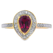 Bids.com .56ct Garnet Diamond Ring 10KT Yellow Gold Rings