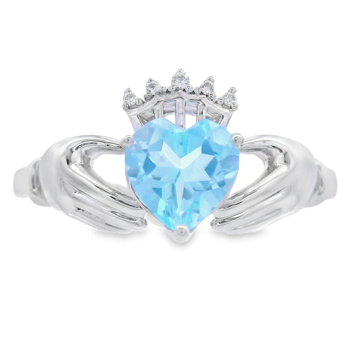 Bids.com Blue Topaz Ring Sterling Silver Rings White Smoke 7