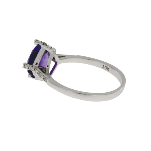 Bids.com 1.25ct Amethyst Diamond Ring 10KT White Gold Rings