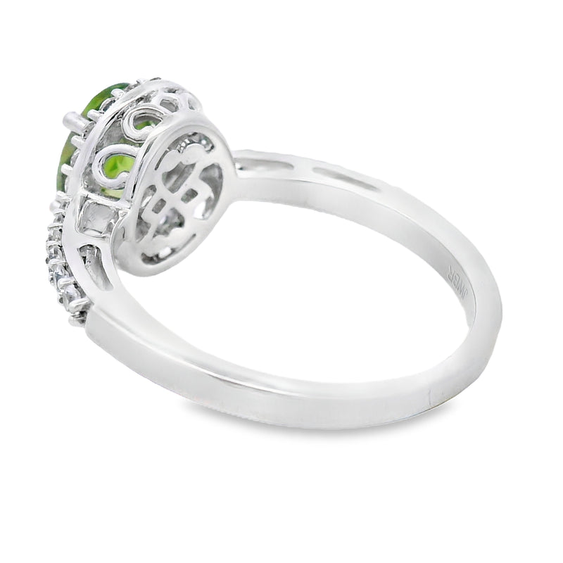 Bids.com Peridot Created Sapphire Ring Sterling Silver Rings